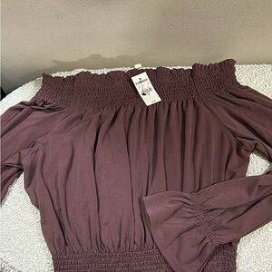 Express Textured Mauve Blouse